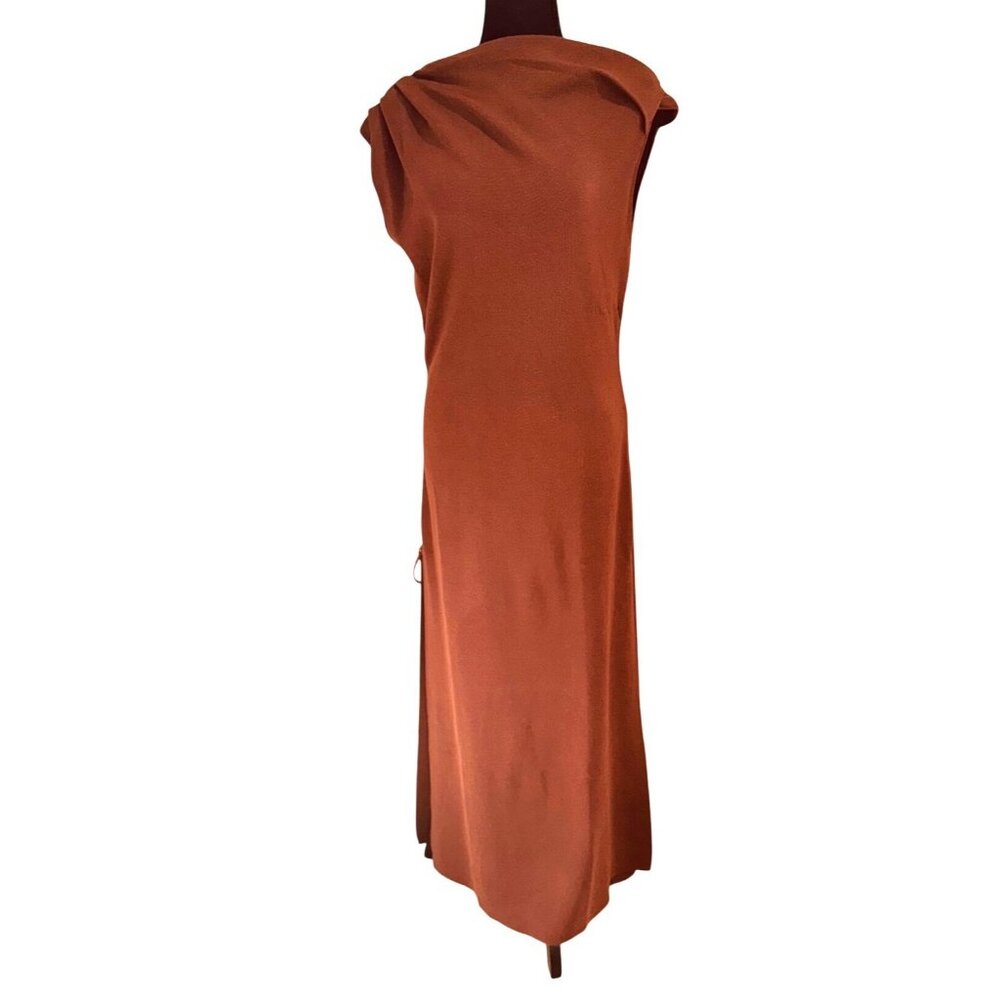 NWT Lioness Original Sin Brown XXL Bodycon Maxi Dress Draped Neckline Party Sexy - Picture 2 of 12